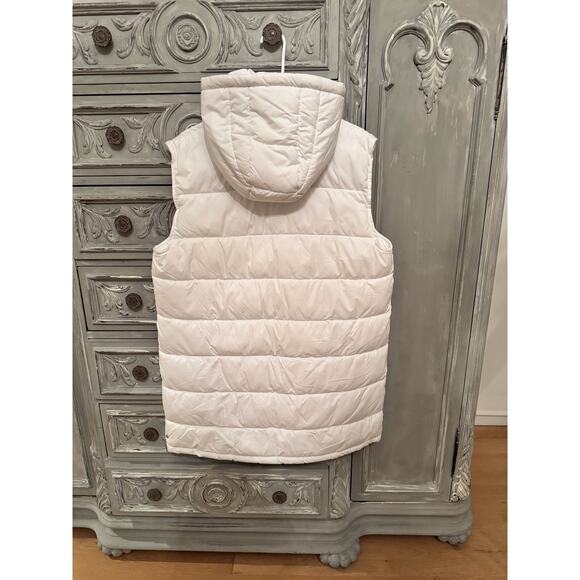 NWOT Zella Puffer Vest Size L White Long Hooded Full Zip Sporty Chic Gorpcore - Picture 3 of 9